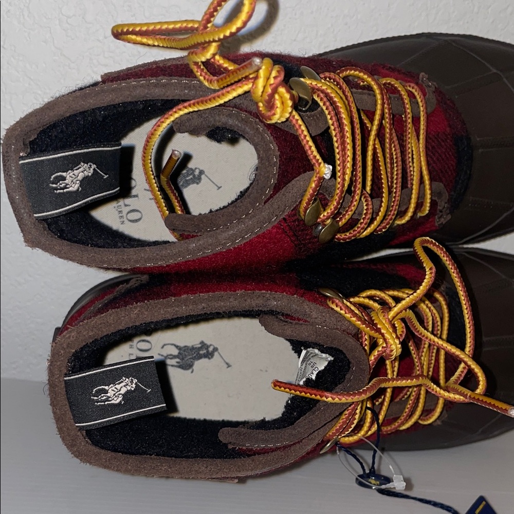Polo Ralph Lauren Men's Claus Plaid Wool Lace-Up Duck Boots - Picture 8 of 16